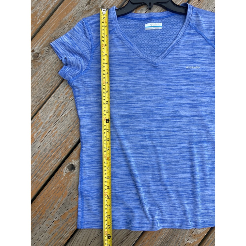 Columbia Omni-Freeze Womens Medium Blue Space Dye V-Neck Athletic T-Shirt - Picture 7 of 8